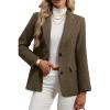 image:imageELLEVEN Womens Wool Blend Tweed Warm Blazers Herringbone Business Casual Fall Winter Oversize Suit JacketBrown