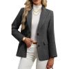 image:imageELLEVEN Womens Wool Blend Tweed Warm Blazers Herringbone Business Casual Fall Winter Oversize Suit JacketGrey