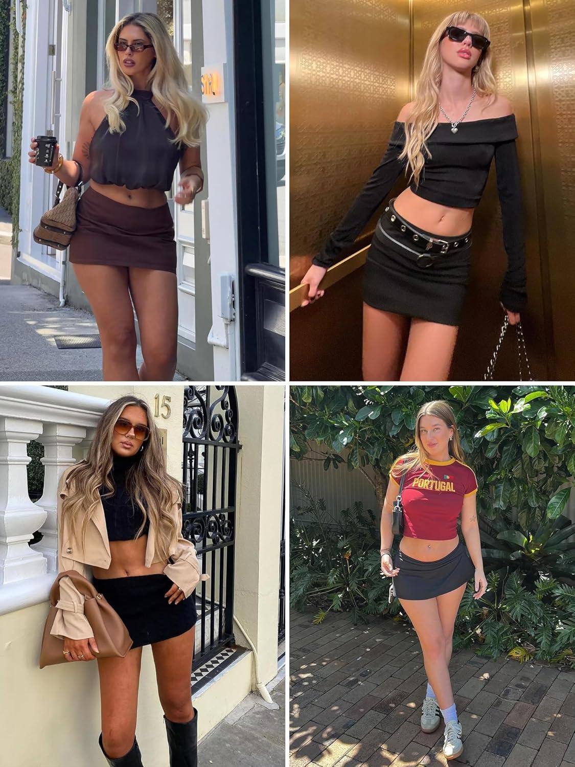 image:imageELLEVEN Low Rise Mini Skorts Skirt with Shorts Underneath Micro Cute Skirts Summer OutfitsPink