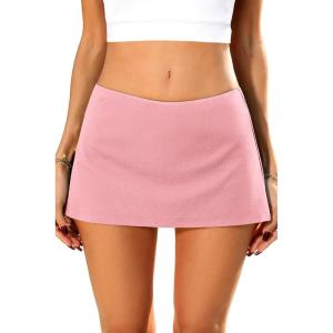 ELLEVEN Low Rise Mini Skorts Skirt with Shorts Underneath, Micro Cute Skirts Summer Outfits(Pink)