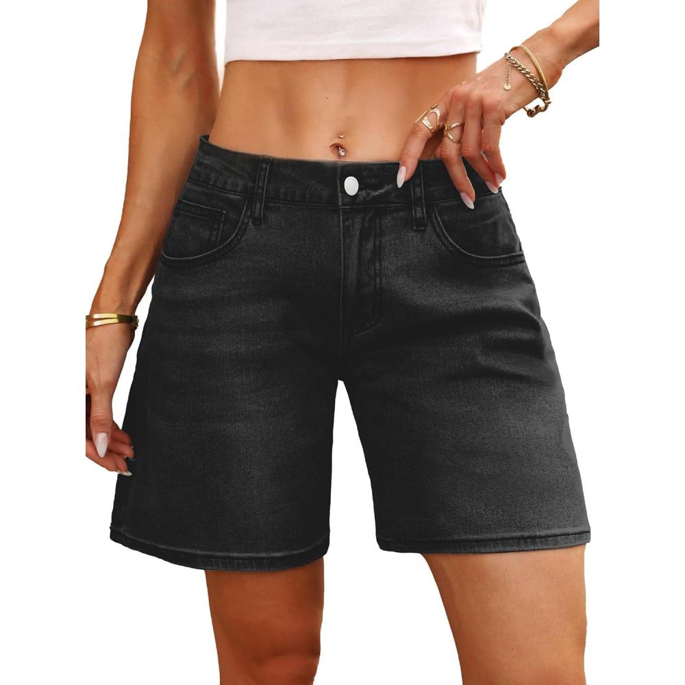 image:imageELLEVEN Low Rise Jorts Denim Shorts for WomenWide Leg Baggy Women Casual Jean ShortsDenim Black