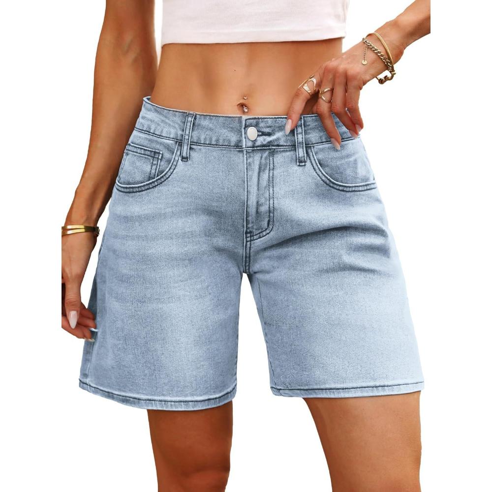 image:imageELLEVEN Low Rise Jorts Denim Shorts for WomenWide Leg Baggy Women Casual Jean ShortsLight Blue