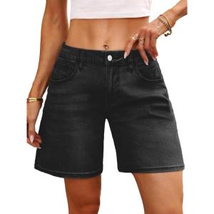 ELLEVEN Low Rise Jorts Denim Shorts for Women-Wide Leg Baggy Women Casual Jean Shorts(Denim Black)