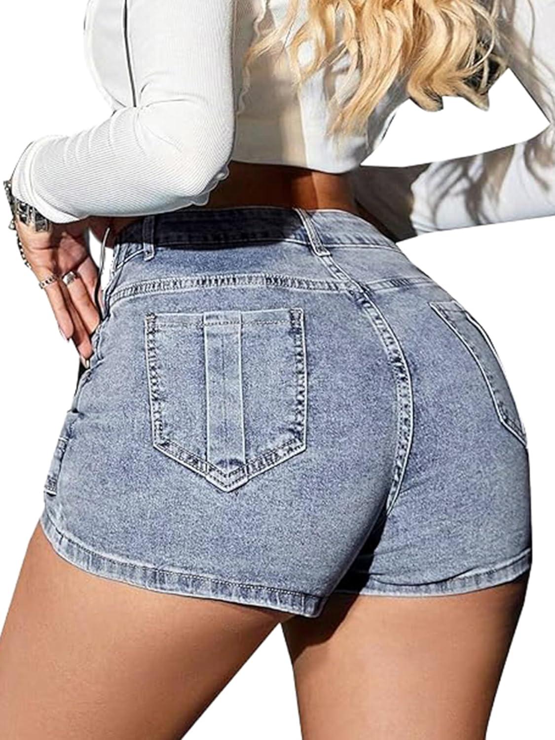 image:imageELLEVEN Women Asymmetrical Denim Skort Front Skirt Back Shorts Mini Y2K Streetwear Sexy Jean SkortsLight Blue Denim