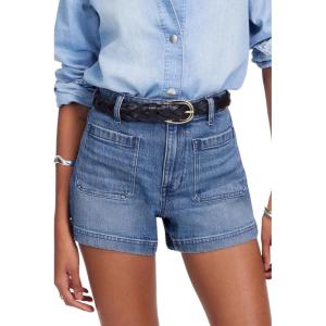 ELLEVEN High Stretchy Jean Shorts for Women, High Waisted Casual Denim Shorts with Front Pockets(Blue Denim)