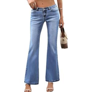 ELLEVEN Women’s Low Rise Stretch Flare Jeans, Trendy Bell Bottom Bootcut Denim Pants(Denim Blue)