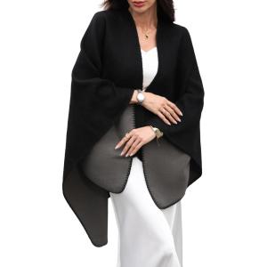 ELLEVEN Womens Shawl Wraps – Cozy Open Front Poncho Scarf, Soft Cardigan Cape Fashion Blanket Gifts(Black)