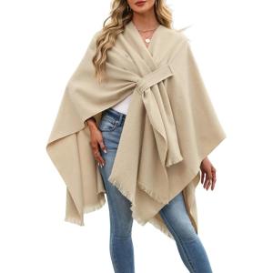 ELLEVEN Womens Shawl Wraps – Cozy Open Front Poncho Scarf, Soft Cardigan Cape Fashion Blanket Gifts(Khaki)