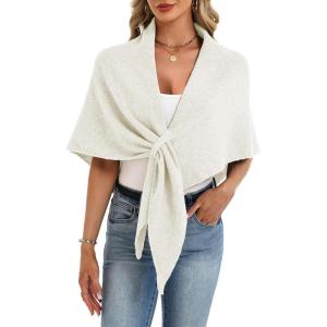 ELLEVEN Women’s Shawl Wraps – Soft Knitted Sweater Poncho Scarf, Cardigan Cape, Fashion Accessory Gift(White)