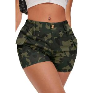 ELLEVEN Women’s Y2K Mini Cargo Shorts with Pockets – Stylish Sexy Summer Streetwear(Camo)