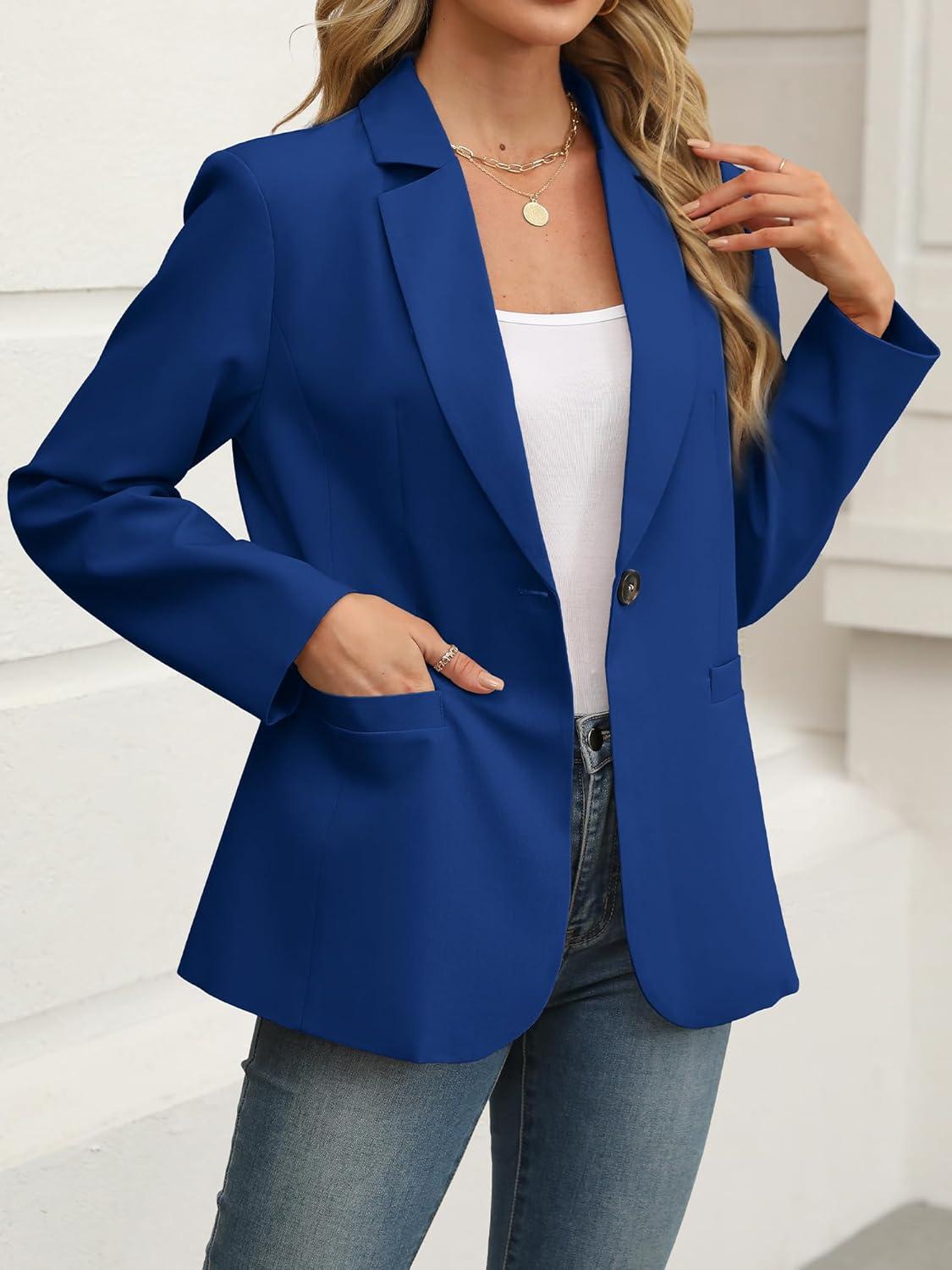 image:imageELLEVEN Womens Blazer Business Casual Lightweight Suit Long Sleeve Slim Fit Work Office Jacket with PocketsRoyal Blue